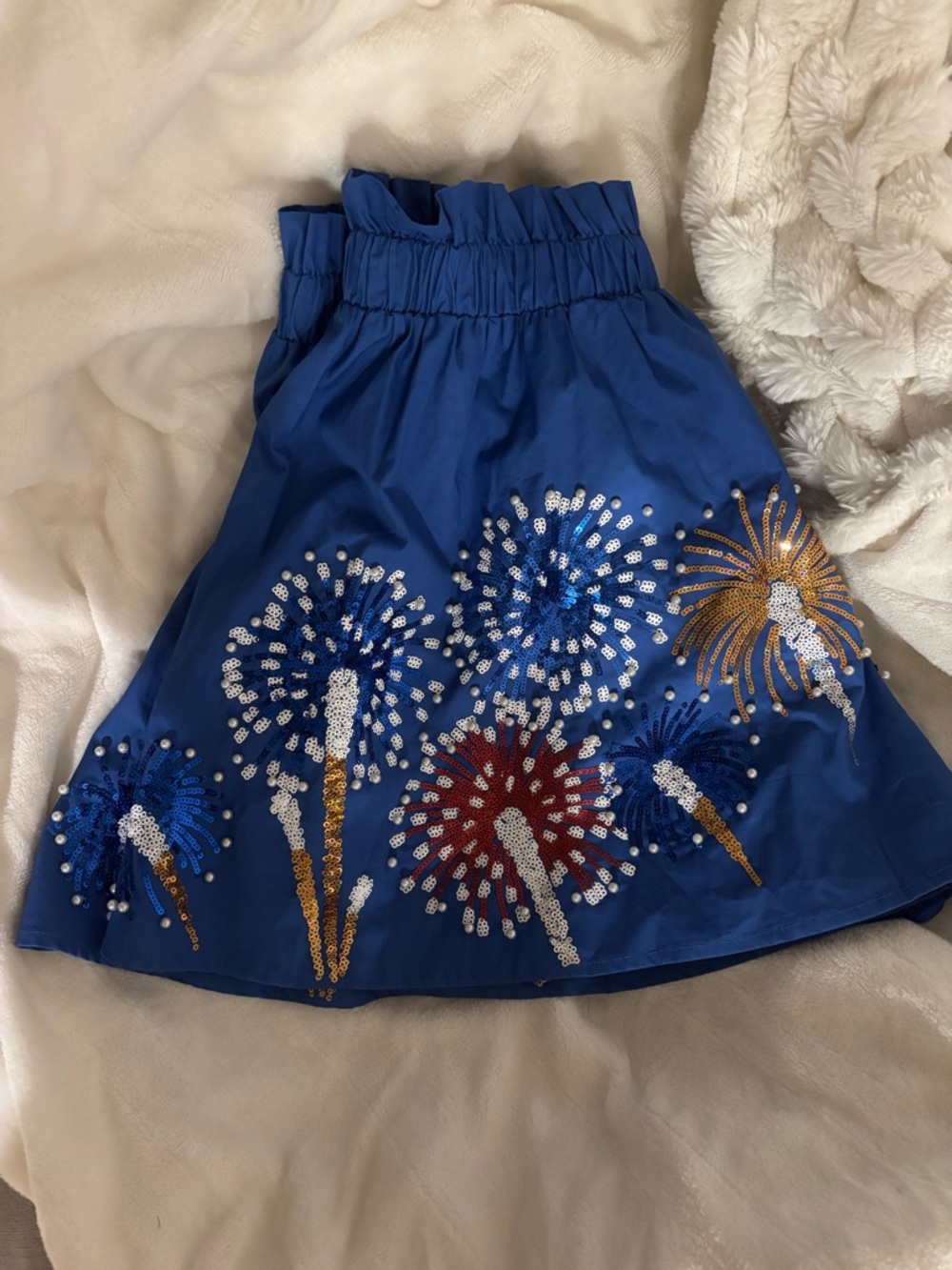 QUEEN OF SPARKLES Royal Blue Sequin Firework/Fourth of July Skirt